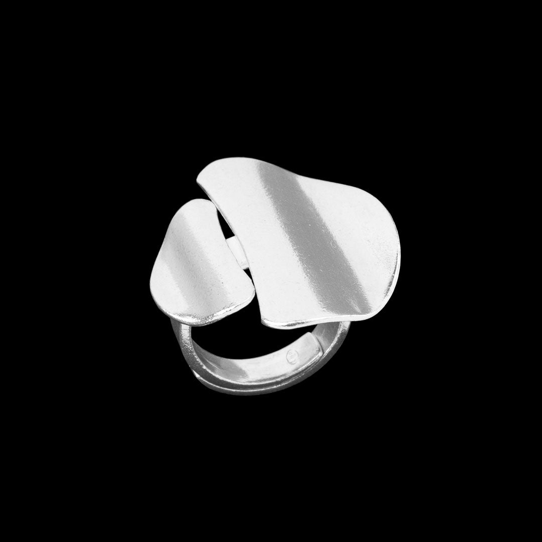Bague plateau artisanale en argent massif contemporaine N°08 - Itsara Bijoux