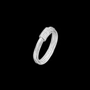 Bague anneau artisanal en argent massif contemporaine N°21 - plusieurs fils d'argent attachés par un lien d'argent - Itsara Bijoux