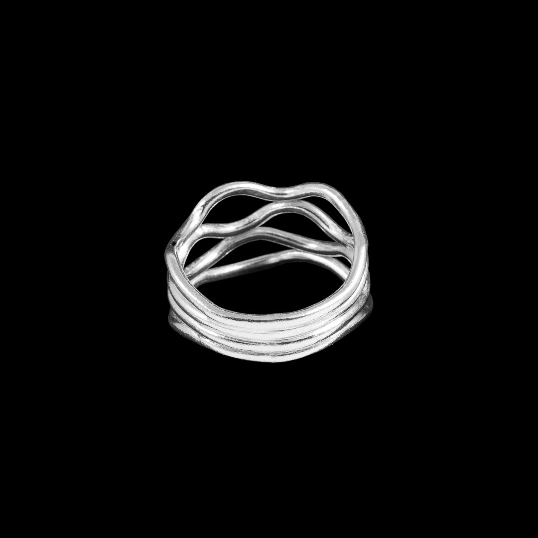 Bague en argent massif artisanale contemporaine N°48 fabriquée entièrement à la main par les artisans karen pour femme - Itsara bijoux