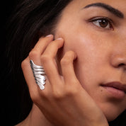 Grande bague en argent massif contemporaine N°05 - Itsara Bijoux 