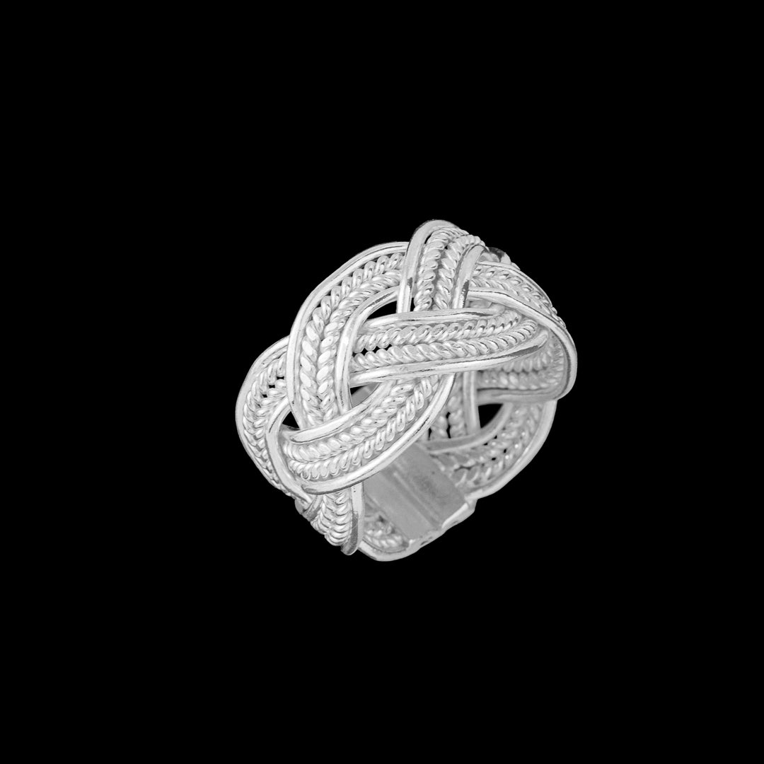 bague tressée contemporaine N°71 artisanale en argent massif - Itsara Bijoux 
