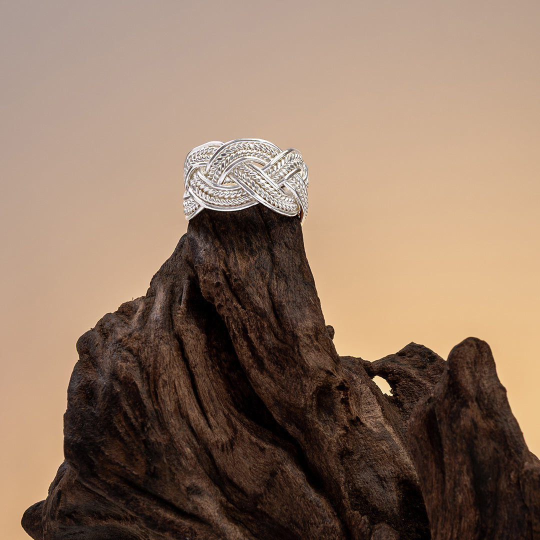 bague tressée contemporaine N°71 artisanale en argent massif - Itsara Bijoux 
