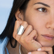 Bague plateau artisanale en argent massif contemporaine N°08 - Itsara Bijoux