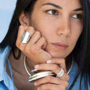 Bague plateau artisanale en argent massif contemporaine N°08 - Itsara Bijoux