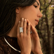 Bague artisanale en argent massif N°05 avec gravures ethniques géométriques, bijou traditionnel - Itsara bijoux