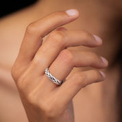 bague tressée en argent massif - anneau - alliance artisanale en argent massif tressée - bague ethnique °09 - Itsara 