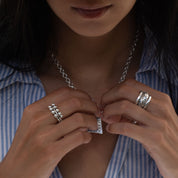 Bague en argent massif ethnique N°42 - anneau avec perles d'argent patiné - Itsara Bijoux