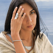 grande bague ethnique N°85 en argent massif patiné - Itsara Bijoux