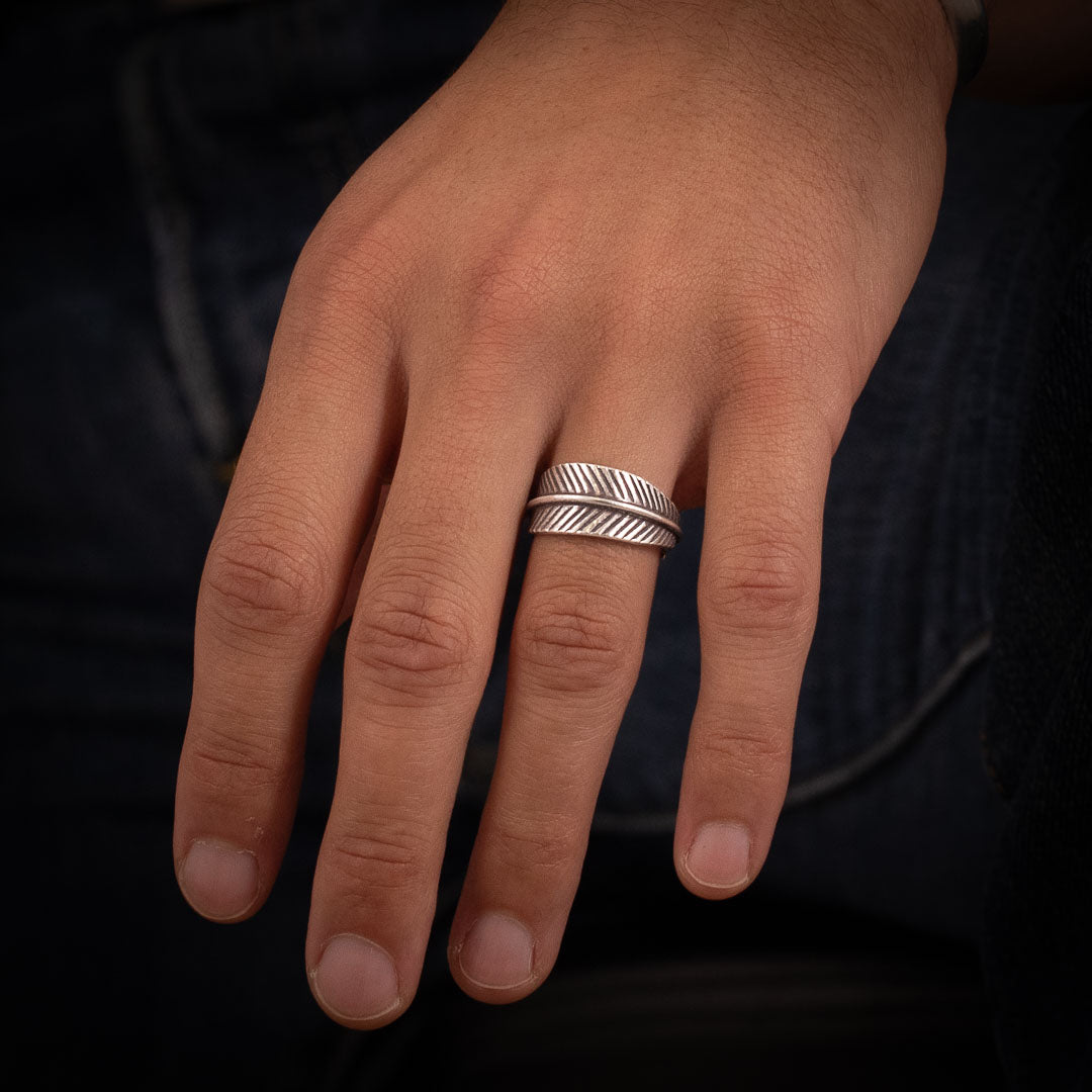 Bague en argent massif feuille N°04 pour homme de Itsara Bijoux - réalisée entièrement à la main par les artisans karen pour homme - Itsara bijoux