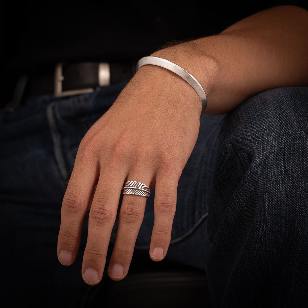 Bijoutier Bague Anneau Large Argent Homme Bague Homme En Argent Feuille N°04 Itsara Bijoux – Itsara Bijoux