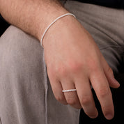 bague chaine en argent massif 925 N°32 - bague souple en chaine argent 925 à double maillons - Itsara