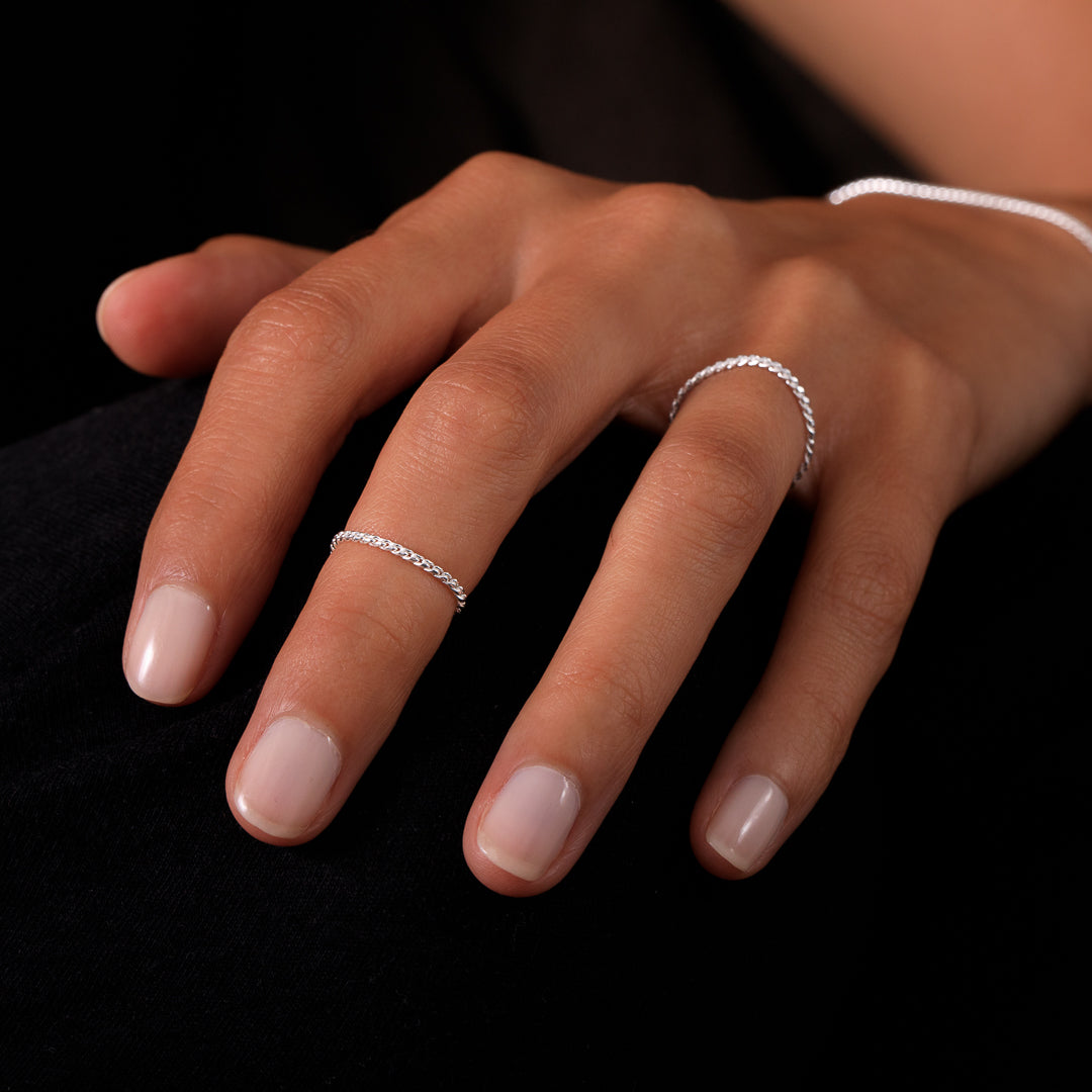 bague chaine en argent N°34 - bague très fine en chaine maille torsadée en argent massif 925 - Itsara