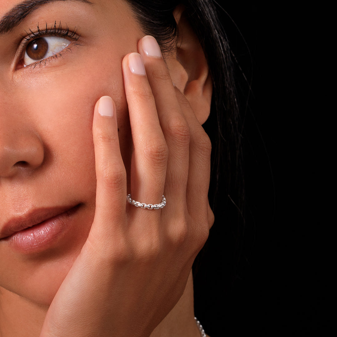 bague souple chaine en argent massif 925 N°36 - Itsara - bague alliance en argent massif 