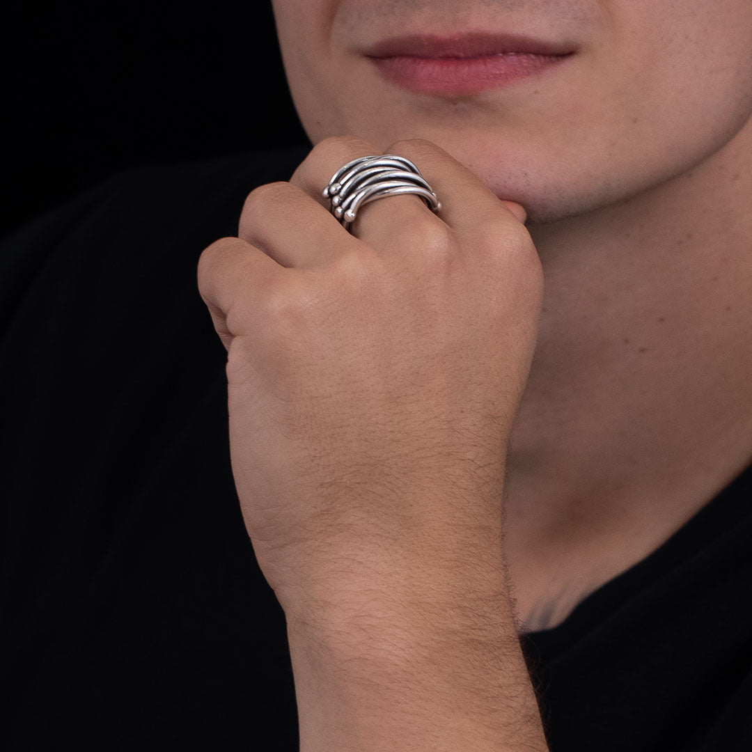 Bague artisanale en argent massif ethnique N°34 - Itsara bijoux