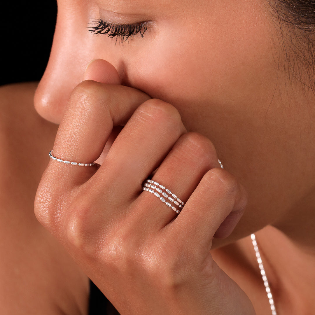 bague chaine en argent N°31 - bague réalisée en chaine souple et fine en argent massif 925 - Bague, alliance, anneau fin en argent massif- Itsara