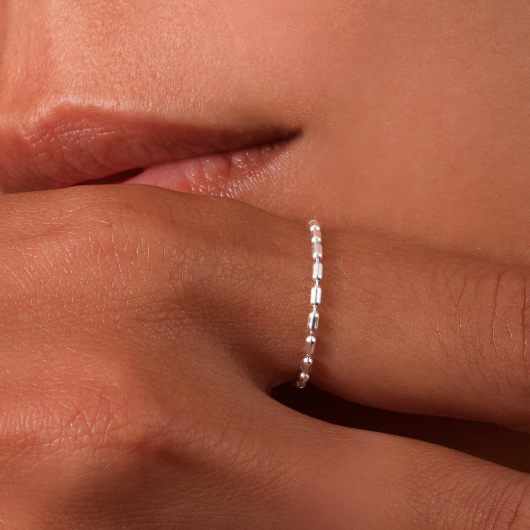 bague chaine en argent N°31 - bague réalisée en chaine souple et fine en argent massif 925 - Bague, alliance, anneau fin en argent massif- Itsara
