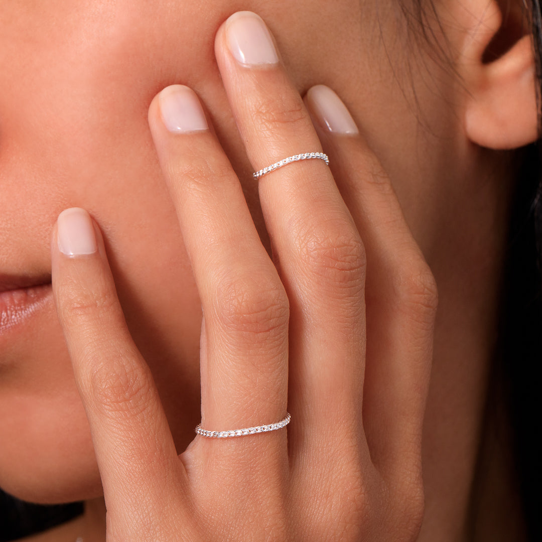 bague chaine en argent N°34 - bague très fine en chaine maille torsadée en argent massif 925 - Itsara