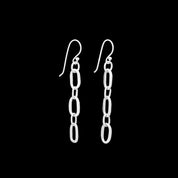 Boucles d'oreilles artisanales chaîne en argent massif N°03 - boucles d'oreilles faites à la main en chaine à maillons d'argent - Itsara Bijoux