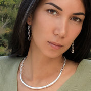 Boucles d'oreilles artisanales chaîne en argent massif N°03 - boucles d'oreilles faites à la main en chaine à maillons d'argent - Itsara Bijoux