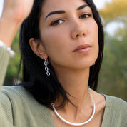 Boucles d'oreilles artisanales chaîne en argent massif N°03 - boucles d'oreilles faites à la main en chaine à maillons d'argent - Itsara Bijoux