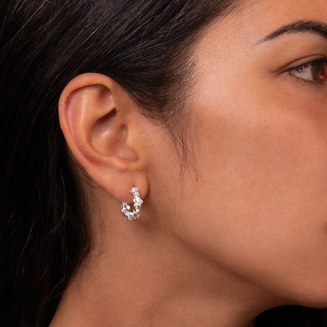 Boucles d'oreilles créoles en argent massif contemporaines N°25 - Itsara Bijoux