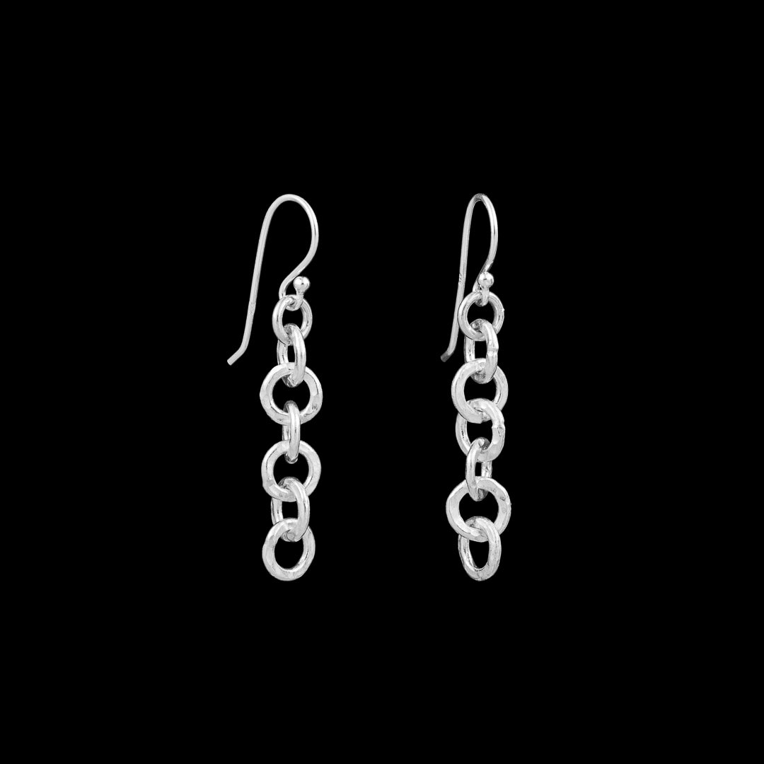 Boucles d'oreilles artisanales en argent massif contemporaines N°42-new- boucles d'oreilles chaine maillons en argent - Itsara Bijoux