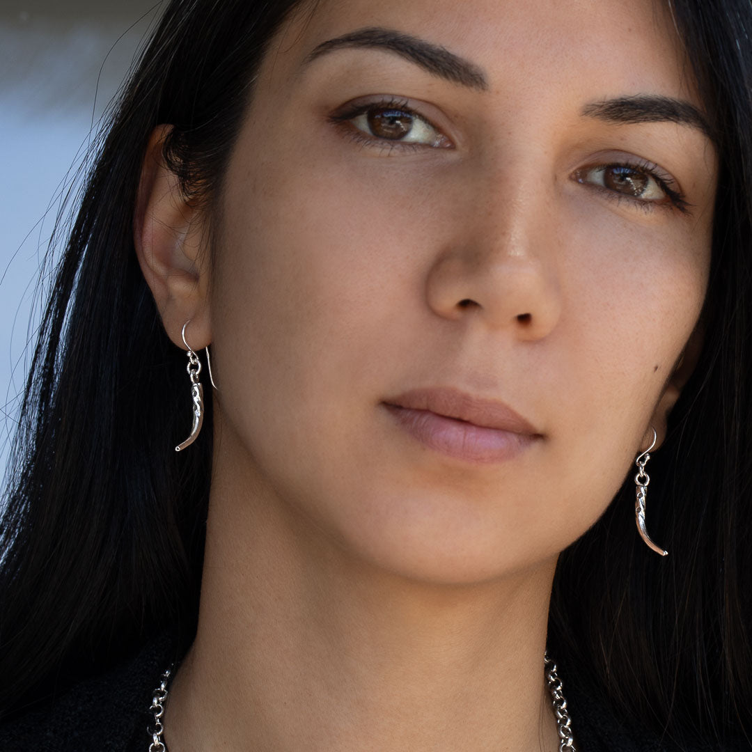 Boucles d'oreilles ethniques en argent massif artisanales N°15 - Itsara Bijoux