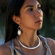 Boucles d'oreilles en argent massif Ethniques N°63, boucles artisanales pendantes style ethniques pour femme - Itsara Bijoux