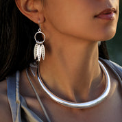 Boucles d'oreilles en argent massif Ethniques N°63, boucles artisanales pendantes style ethniques pour femme - Itsara Bijoux