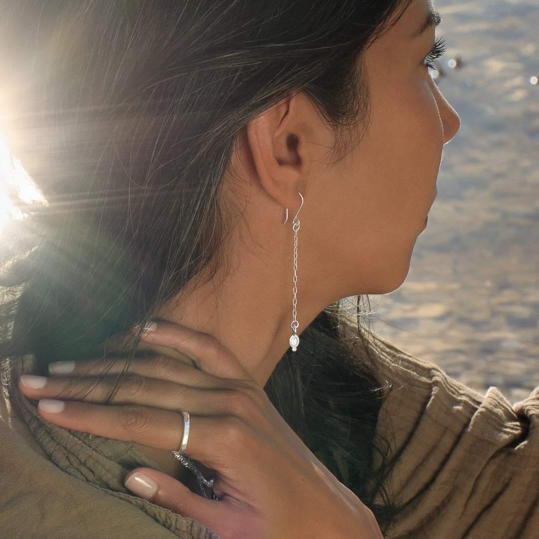 Boucles d'oreilles pendantes en argent massif avec petits poissons N°20 - Itsara