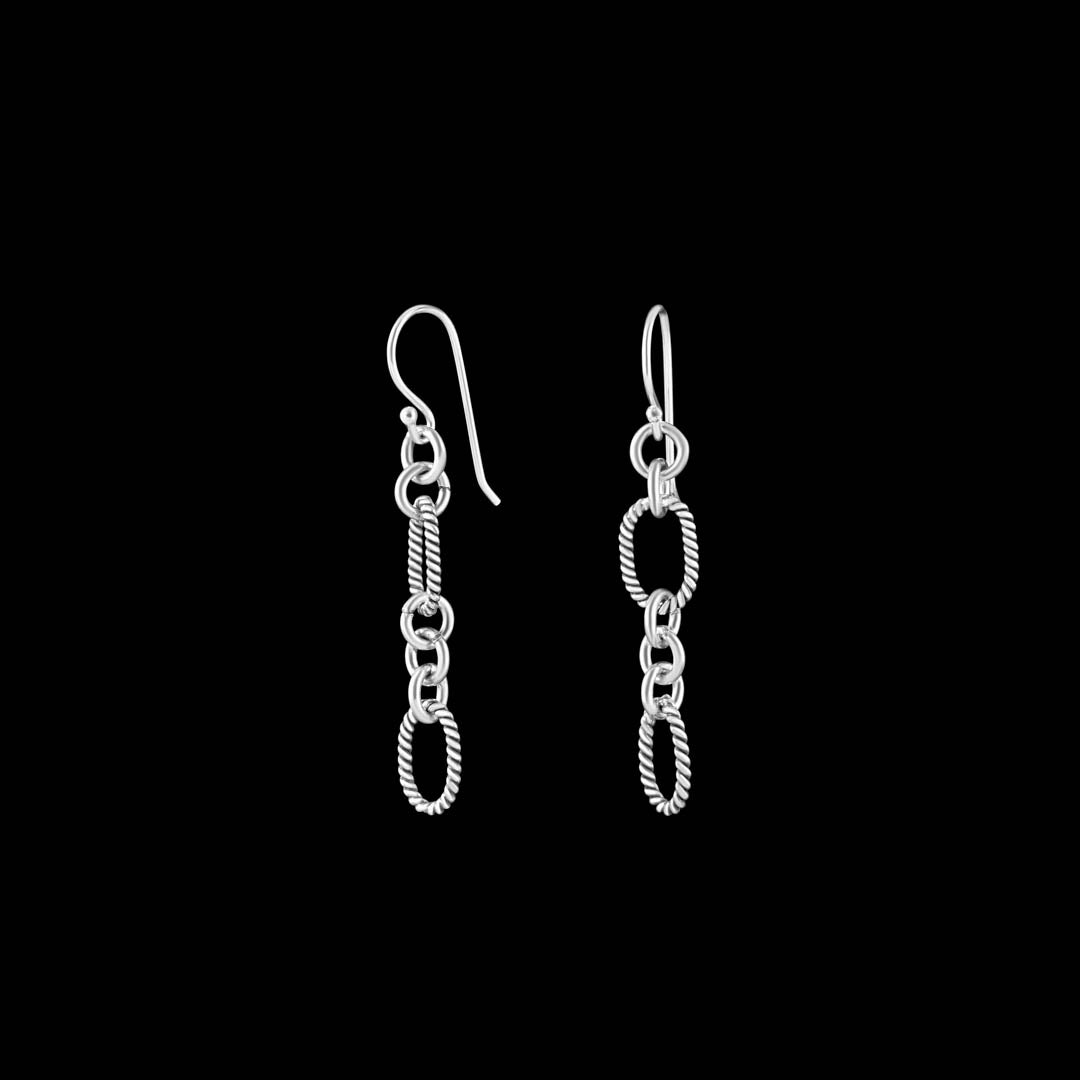 Boucles d'oreille en argent massif ethniques N°24 fabriquées entièrement à la main pour femme - Itsara bijoux