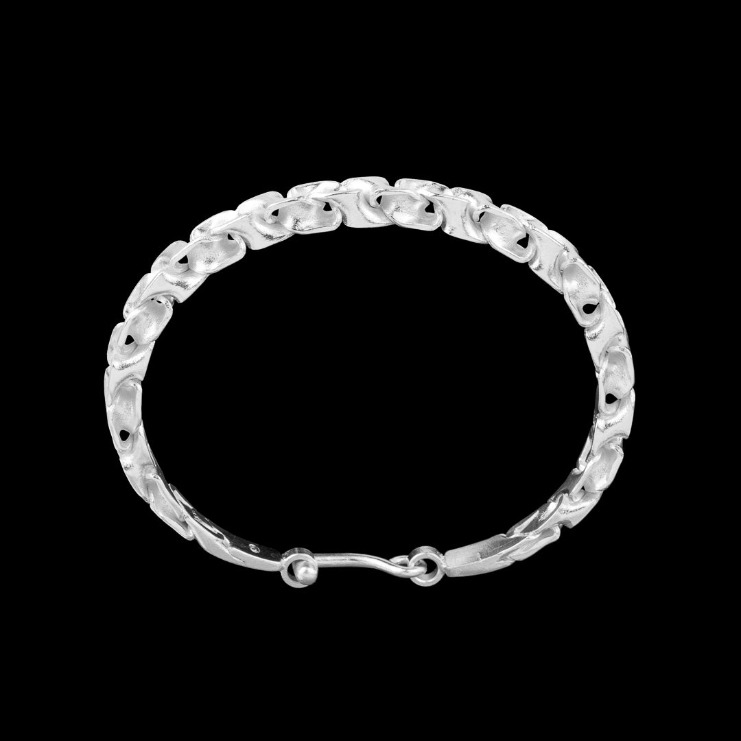 bracelet jonc N°01, tissage épais de rubans en argent massif artisanal - Itsara Bijoux
