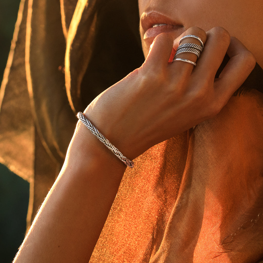 Bracelet N°10 en argent tressé fait entièrement à la main, bracelet non genré - Itsara Bijoux