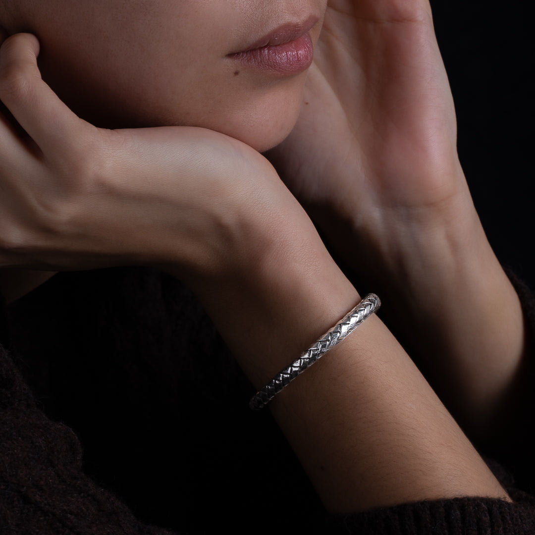 Bracelet en argent N°14  jonc tressé - Itsara Bijoux