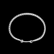 Bracelet artisanal, jonc en argent massif N°18 bis, tressé et patiné - Itsara Bijoux