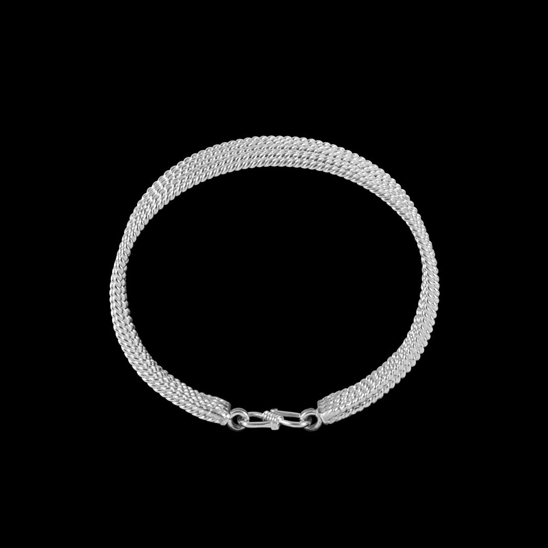 Bracelet N°24bis, manchette en argent massif faite à la main - composé de multiples fils d'argent torsadés - Itsara Bijoux 