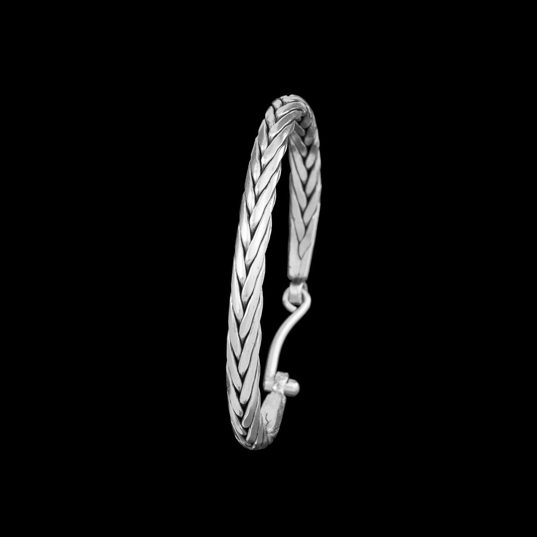 bracelet jonc tressé en argent massif N°37 - Itsara Bijoux