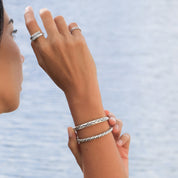 bracelet jonc tressé en argent massif N°37 - Itsara Bijoux