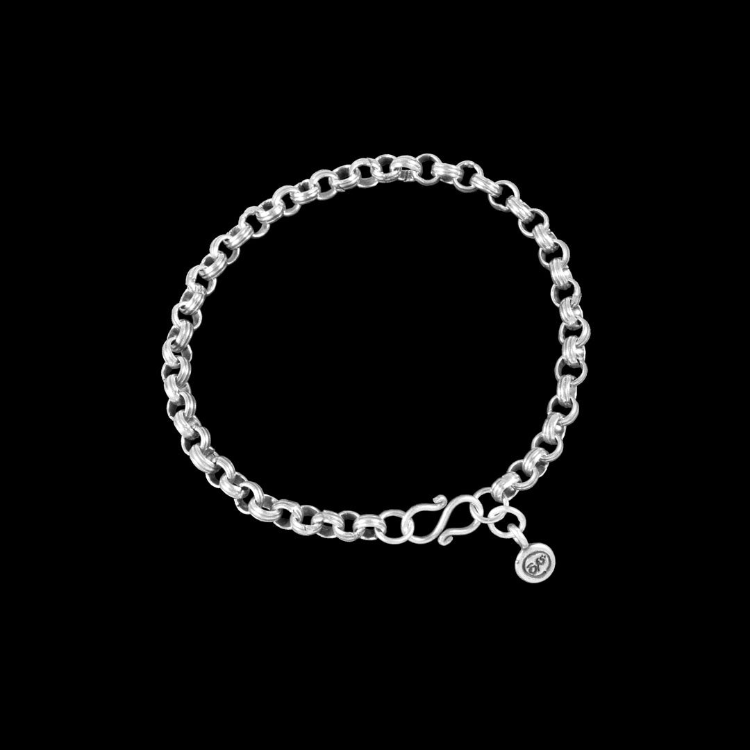 Bracelet artisanal chaine en argent massif N°28 patiné - Itsara Bijoux