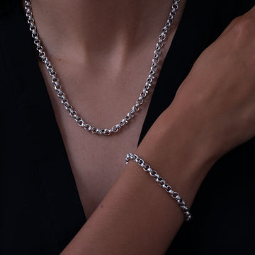 Bracelet artisanal chaine en argent massif N°28 patiné - Itsara Bijoux