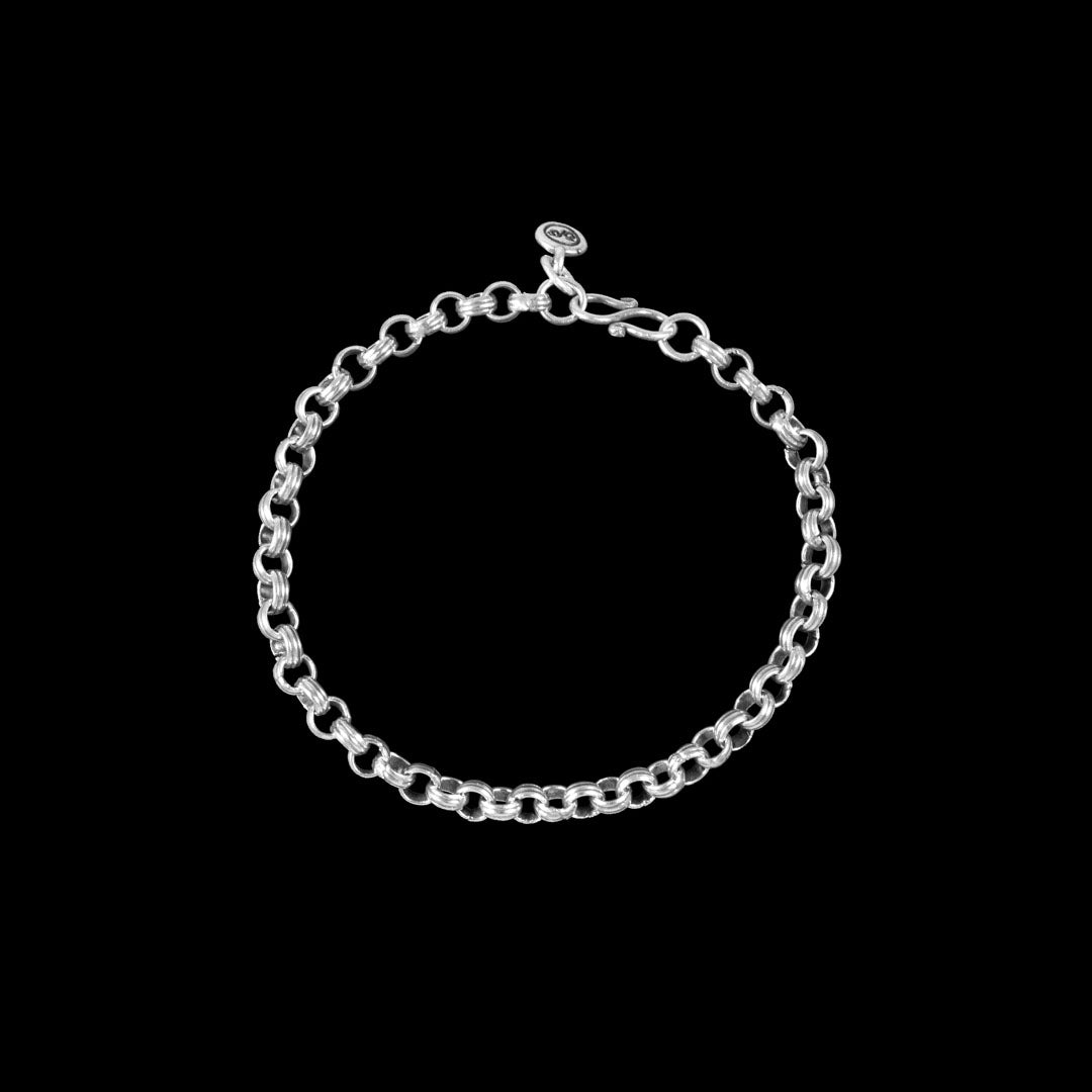 Bracelet artisanal chaine en argent massif N°28 patiné - Itsara Bijoux