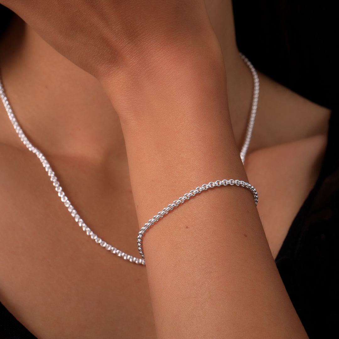 bracelet chaine en argent 925 double maillons N°32 - Itsara