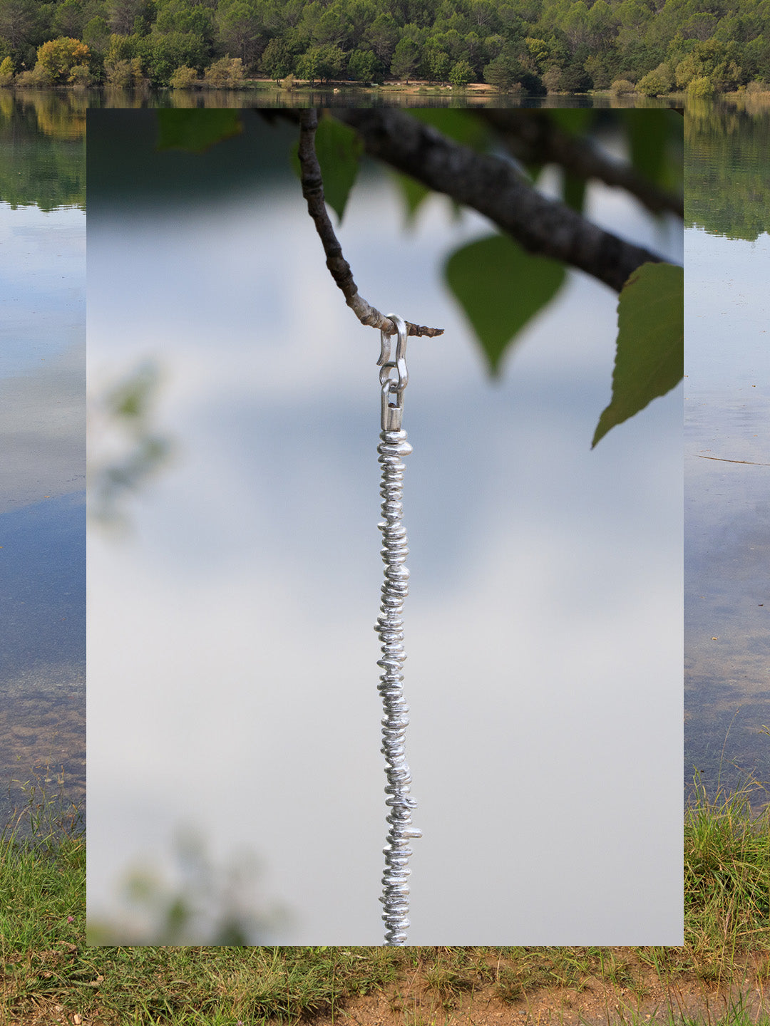Bracelet souple N°18 avec perles artisanales en argent massif de forme organique - Itsara Bijoux