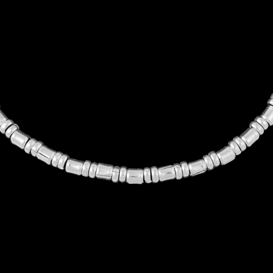 Bracelet souple en argent massif N°10 new - bracelet fin avec petites perles artisanales en argent - Itsara Bijoux