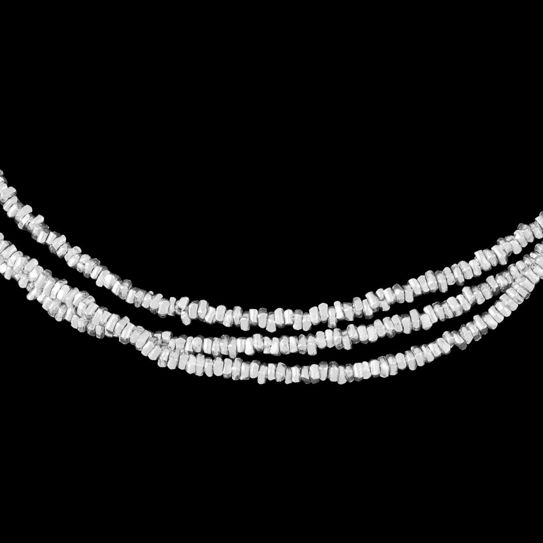 bracelet souple artisanal avec 3 rangs de petites perles faites à la main en argent massif - Bracelet souple argent N°13 - Itsara Bijoux