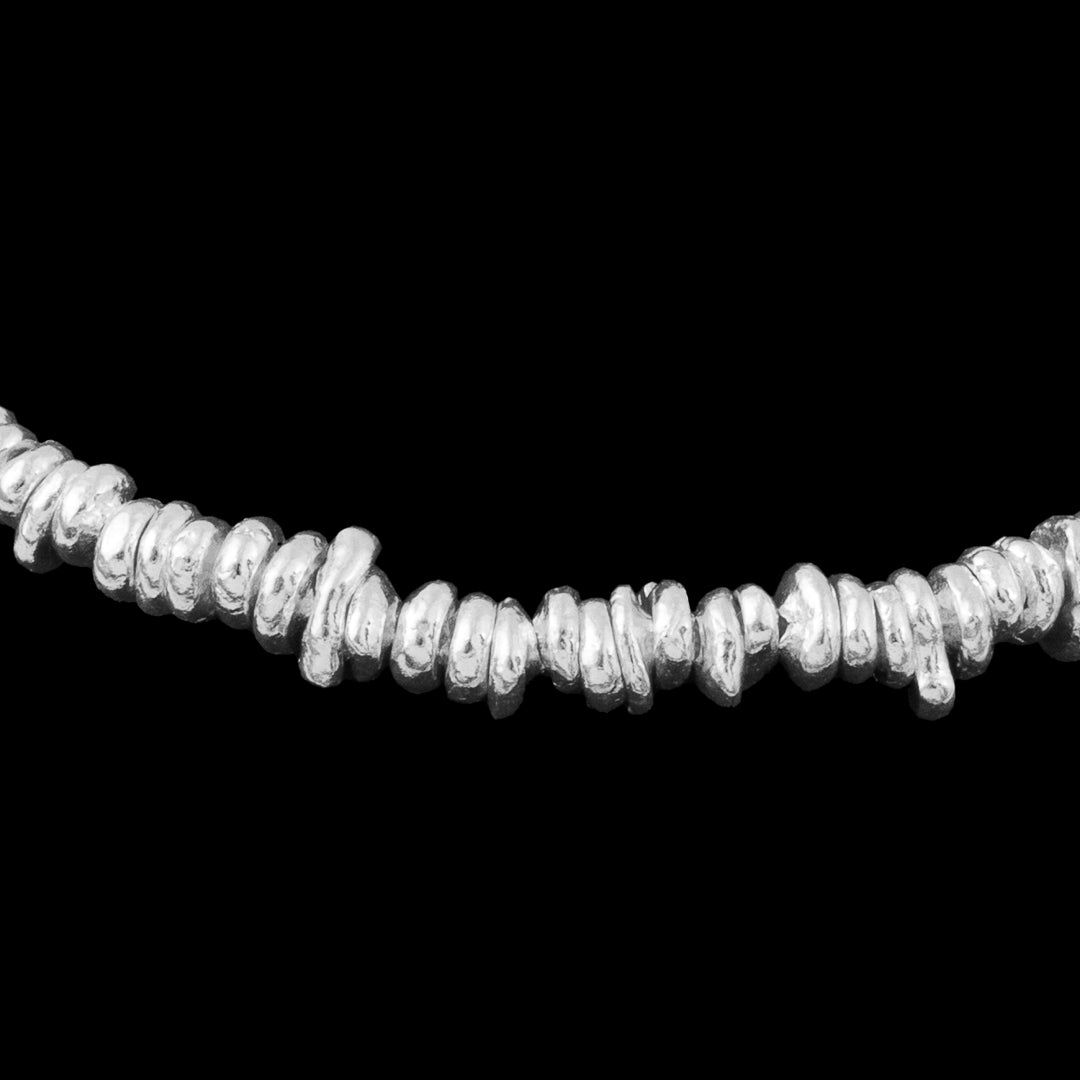 bracelet souple en argent massif N°18 - bracelet avec perles en argent artisanales - Itsara Bijoux