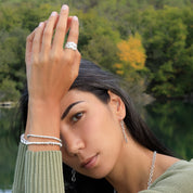 bracelet souple en argent massif N°18 - bracelet avec perles en argent artisanales - Itsara Bijoux