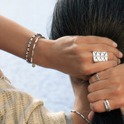 bracelet artisanal avec perles faites à la main en argent massif - bracelet souple N°12 - Itsara Bijoux