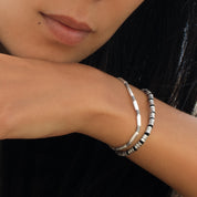 bracelet artisanal avec perles faites à la main en argent massif - bracelet souple N°12 - Itsara Bijoux