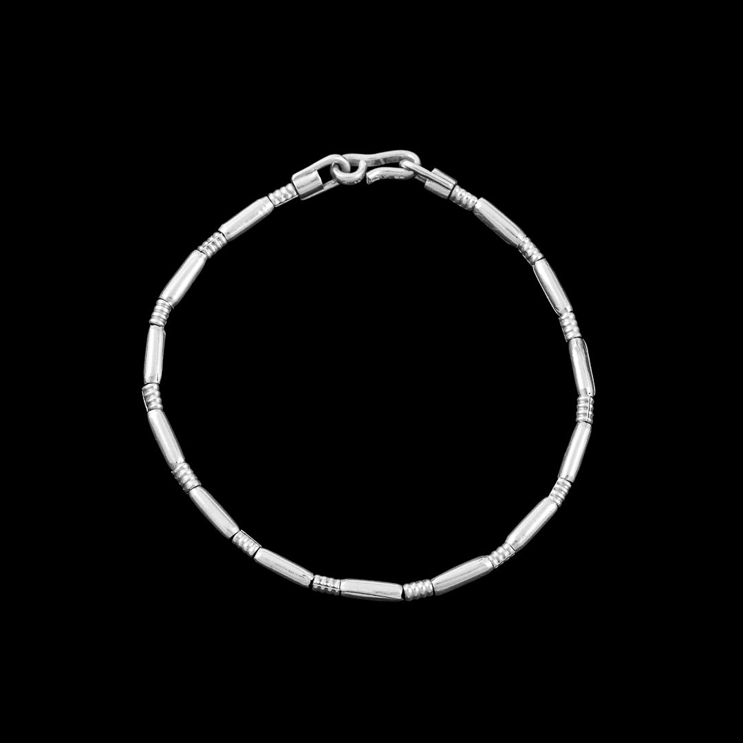 bracelet artisanal avec perles faites à la main en argent massif - bracelet souple N°12 - Itsara Bijoux